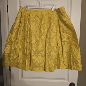 Who What Wear Yellow A-Line Floral Skirt